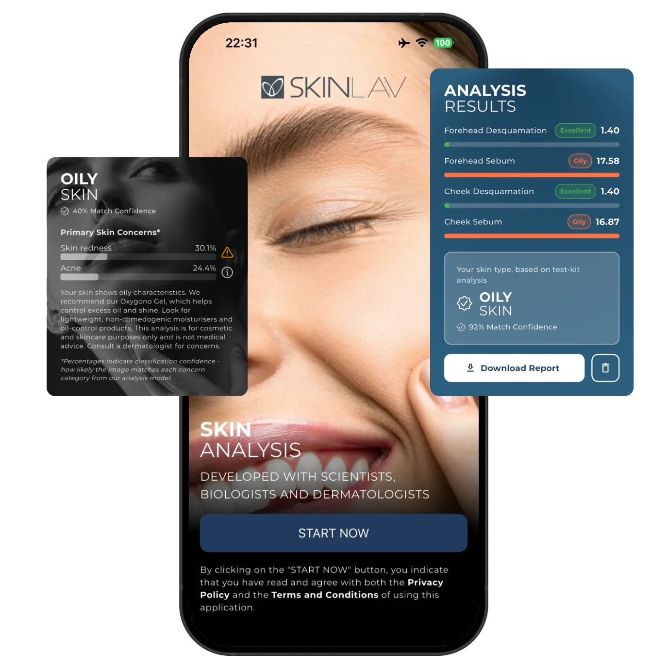 Screenshot of the Skinlav application